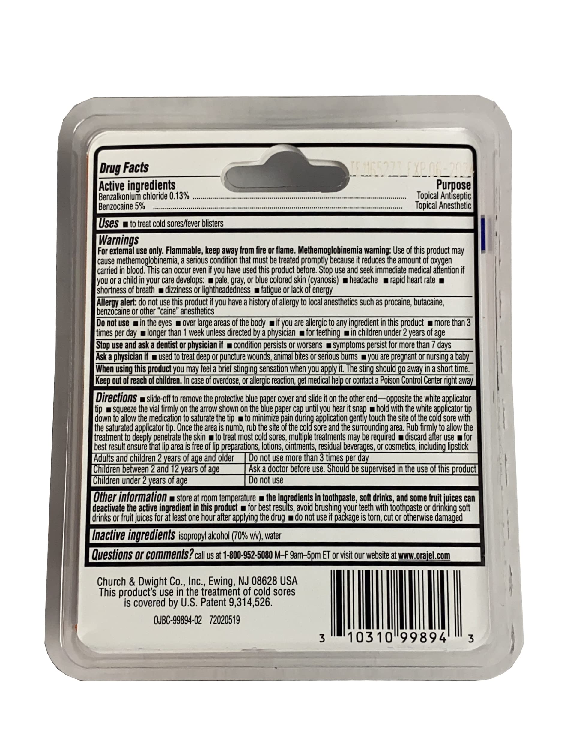 Orajel single dose touch free applicator cold sore treatment vials for hygienic touchless application