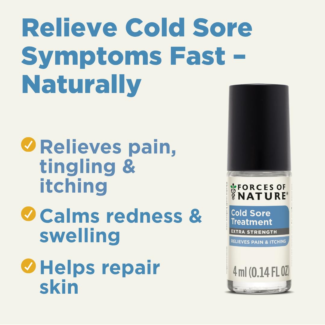 Forces of Nature organic cold sore remedy packaging showing USDA certified organic seal