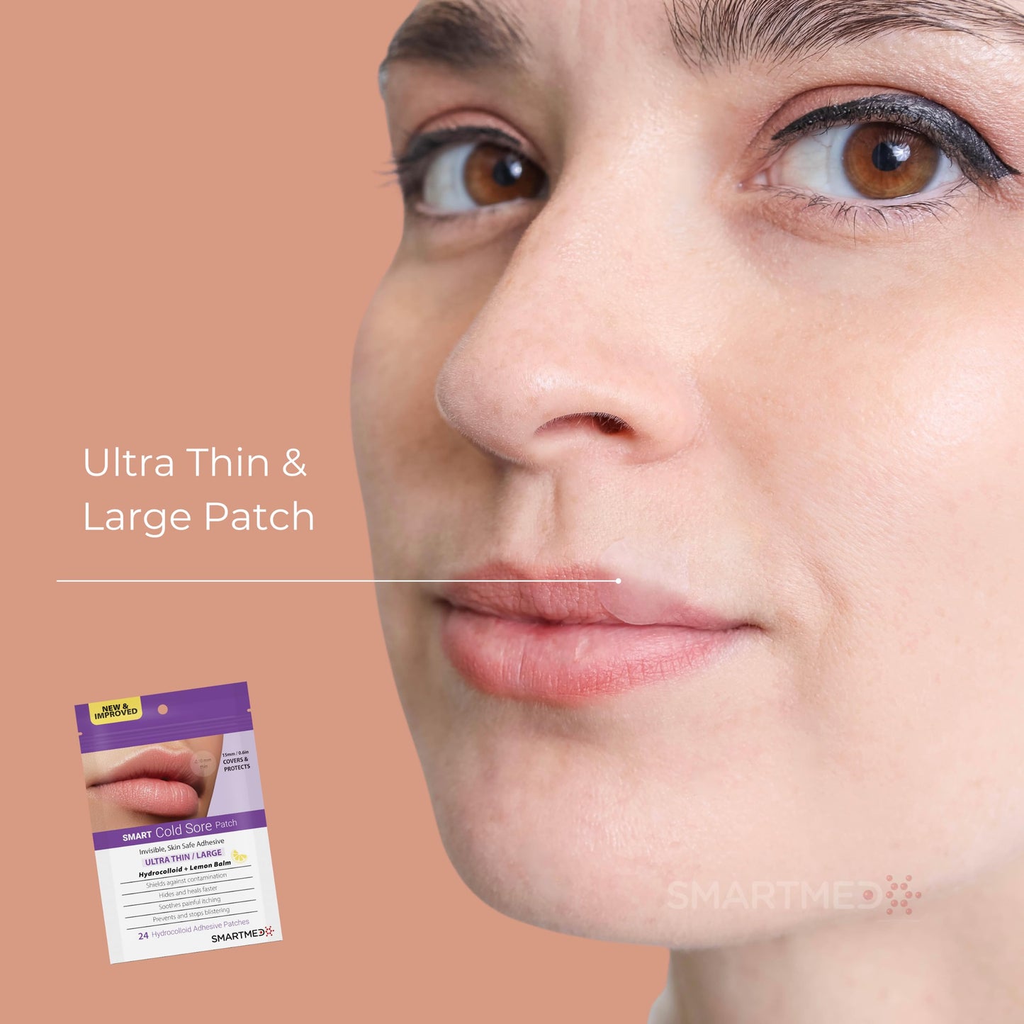 Smartmed lemon balm infused skincare adhesive patches sheet layout