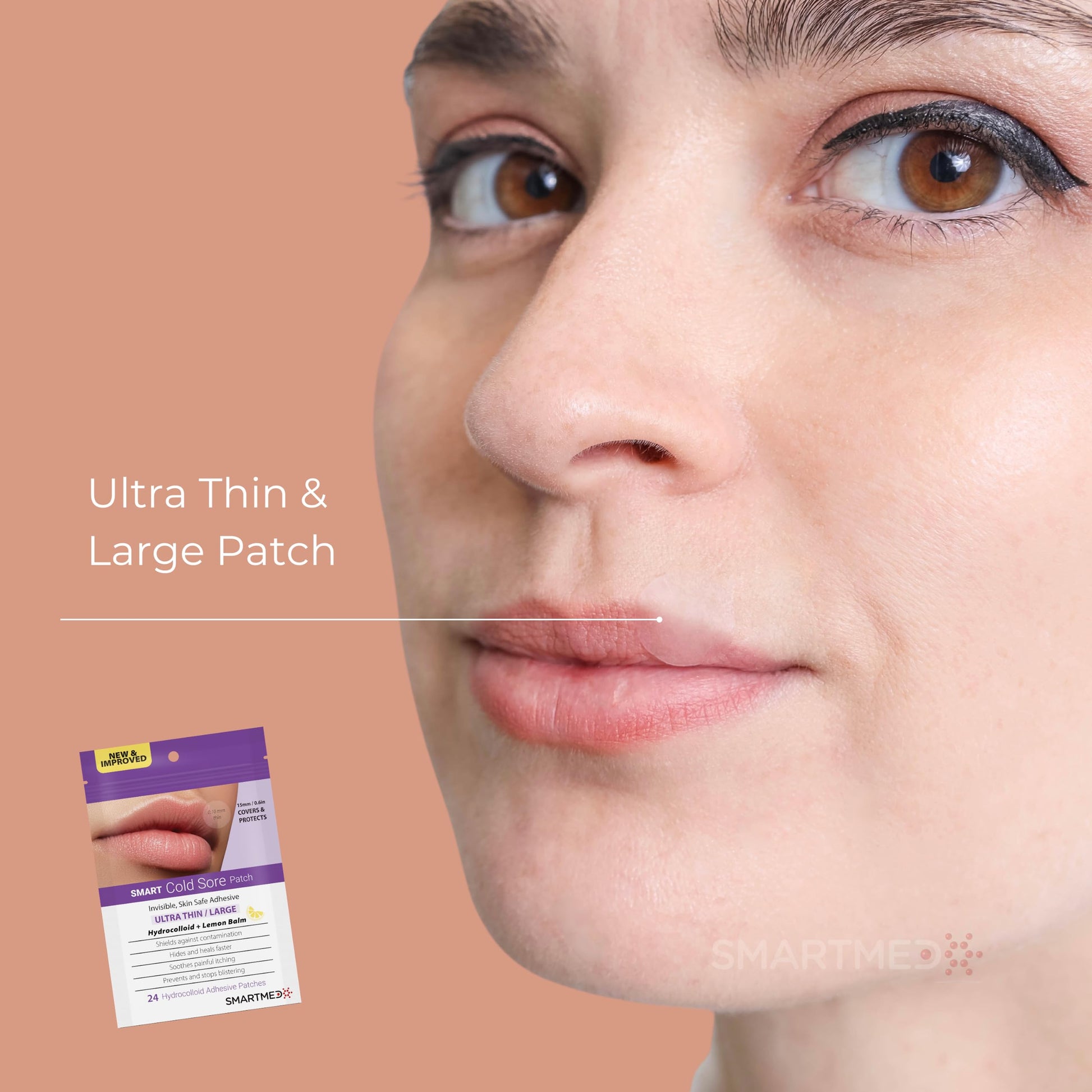 Smartmed lemon balm infused skincare adhesive patches sheet layout