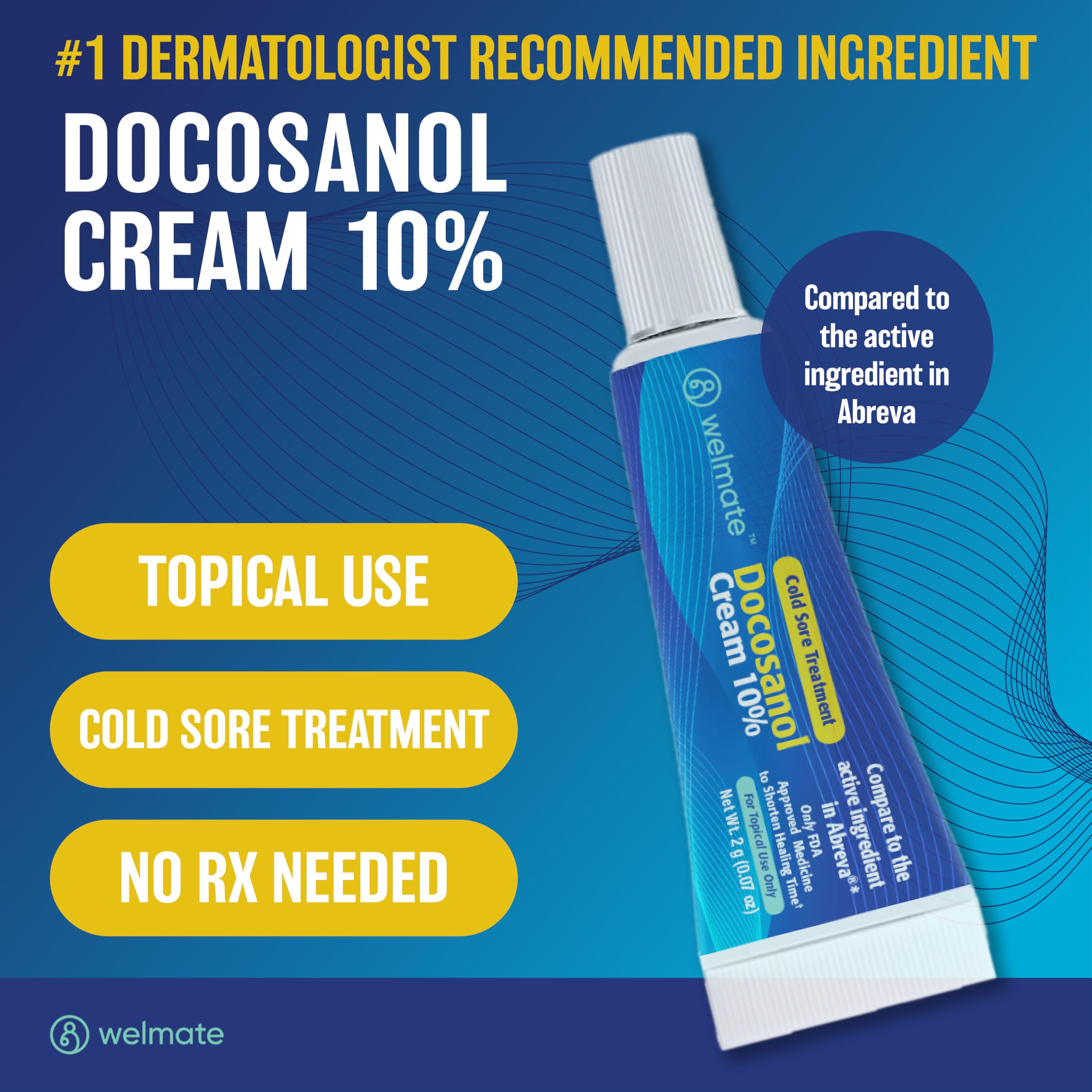 WELMATE fever blister and cold sore pain relief cream packaging showing drug facts and directions