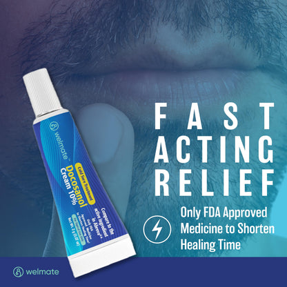 Two zero point zero seven ounce tubes of WELMATE docosanol ten percent lip care topical medication