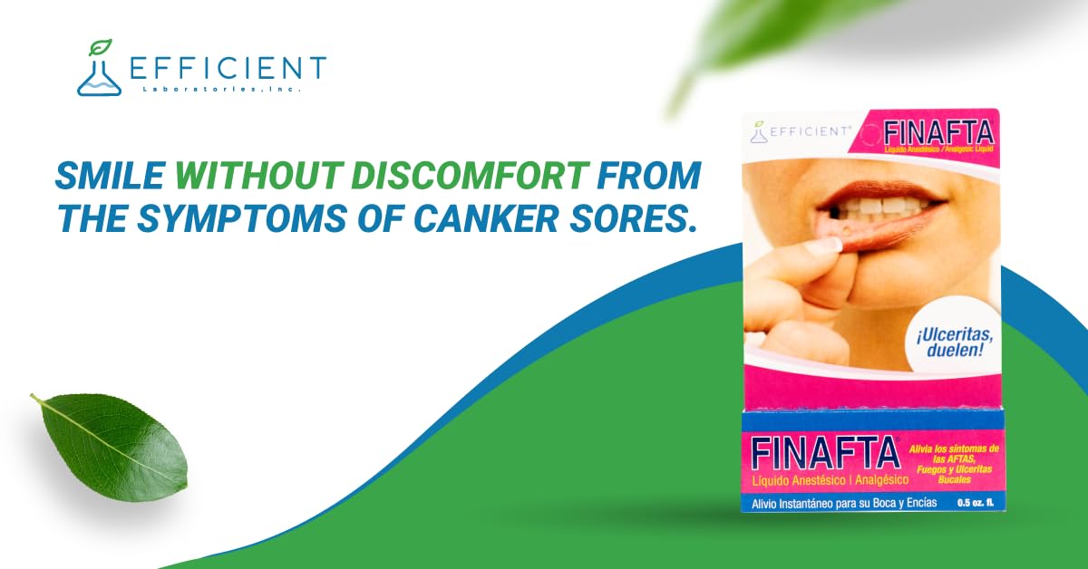 Finafta canker sore medication label displaying usage warnings and directions.