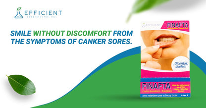 Finafta canker sore medication label displaying usage warnings and directions.