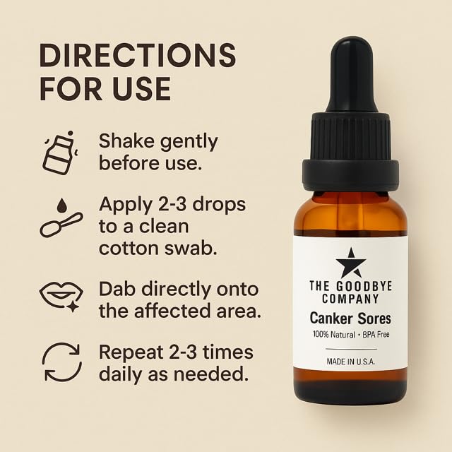 Dropper applicator of the natural mouth ulcer serum highlighting the precise application of clove and lavender oils.
