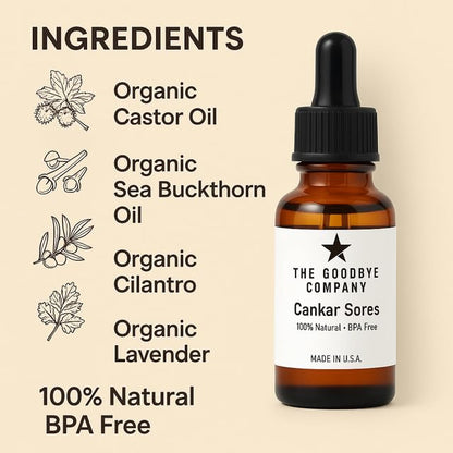 Close-up of the 15ml amber glass bottle detailing the non-toxic and chemical-free product label instructions.