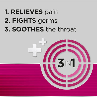 Strepsils Cherry flavor throat lozenges box showing active ingredient Hexylresorcinol details.