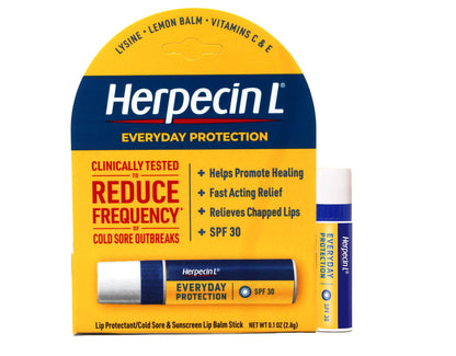 Herpecin L medicated lip protectant tubes showing SPF 30 sunscreen benefits.