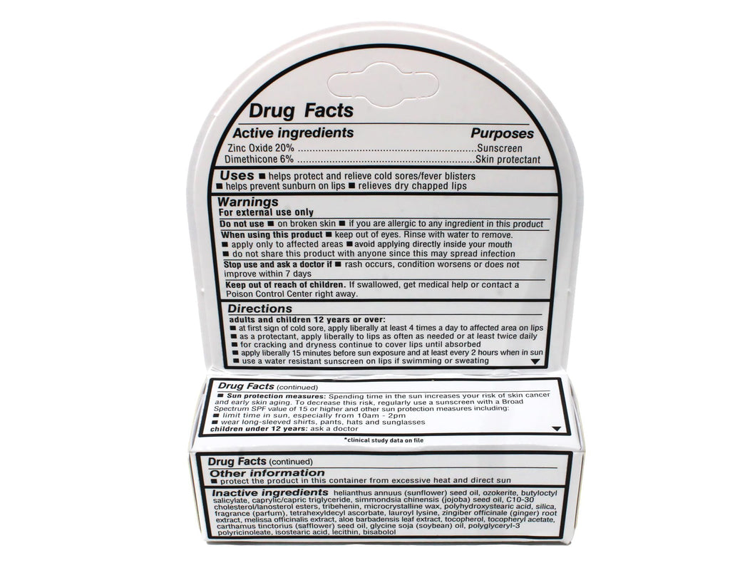USA imported Herpecin L fever blister treatment stick side view profile.