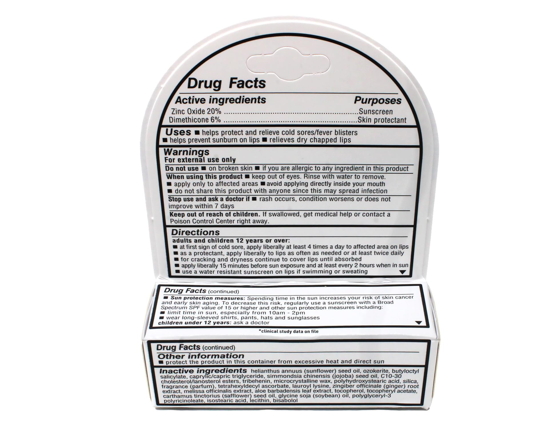 USA imported Herpecin L fever blister treatment stick side view profile.