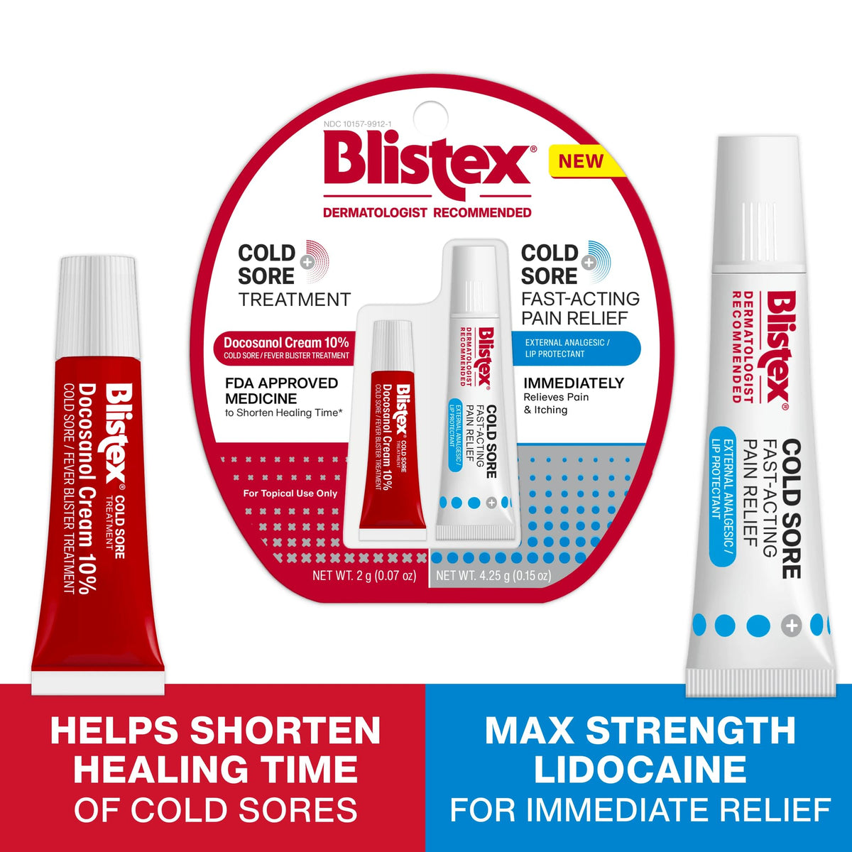 Blistex Cold Sore Treatment Docosanol ten percent cream tube on a white background