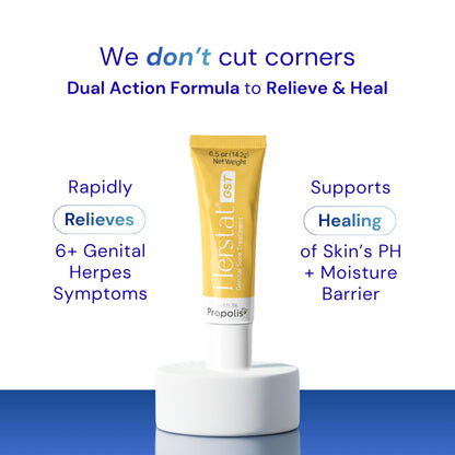 USA imported over the counter genital herpes pain relief cream close up.
