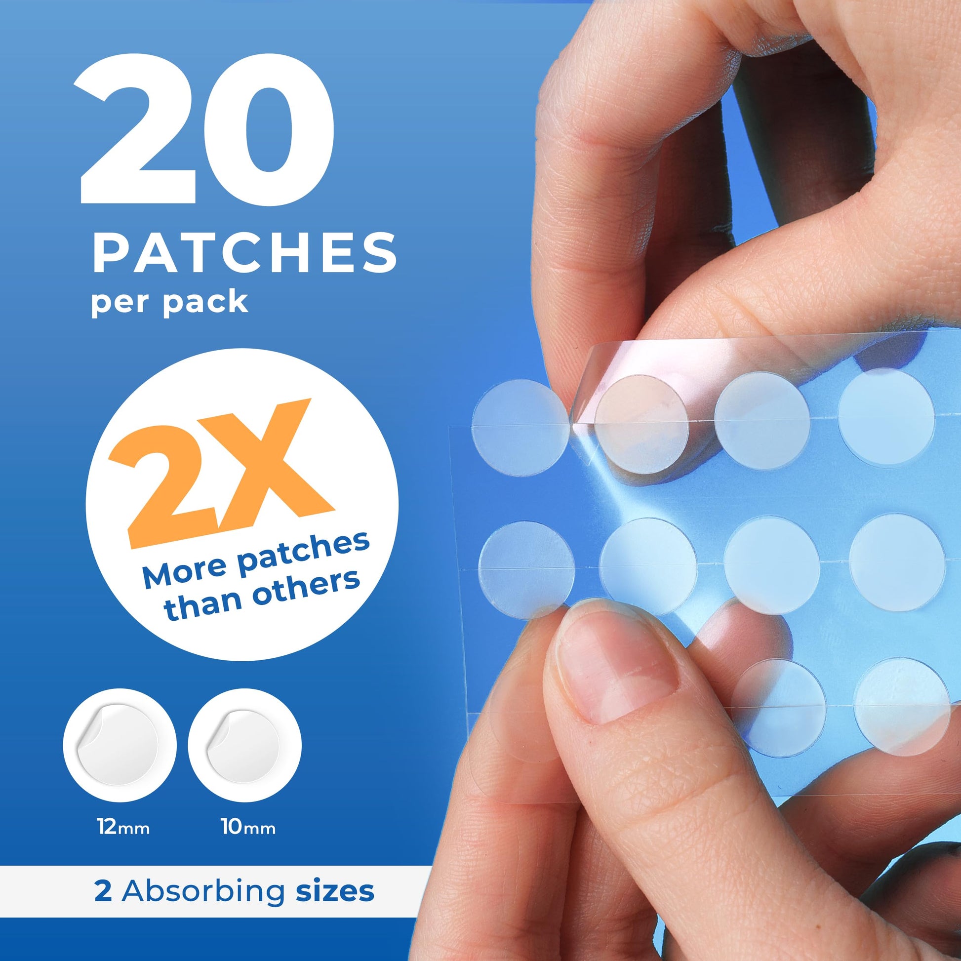 Close up of PatchRx transparent lip patches infused with lysine, zinc, and calendula.