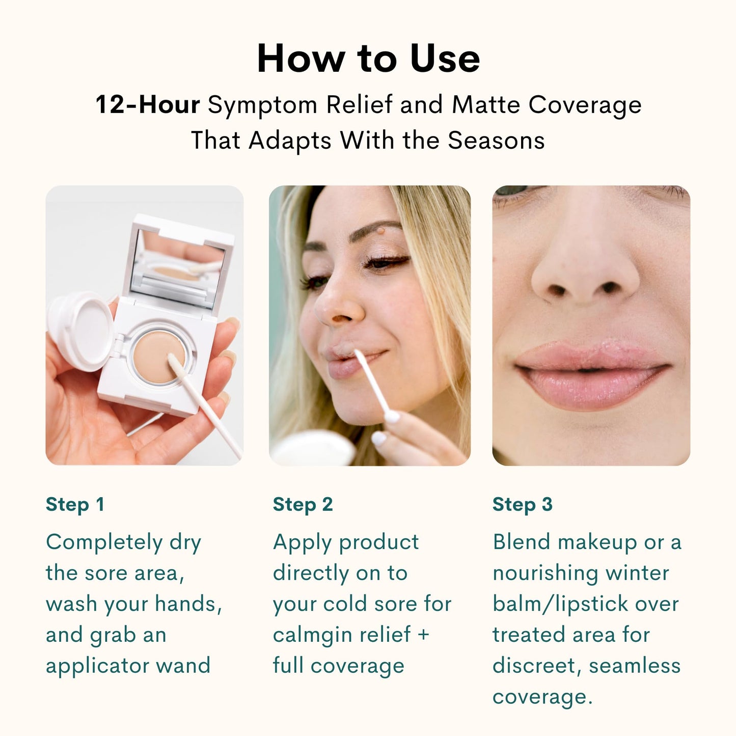 Coverology waterproof soothing cold sore cosmetic protective barrier application