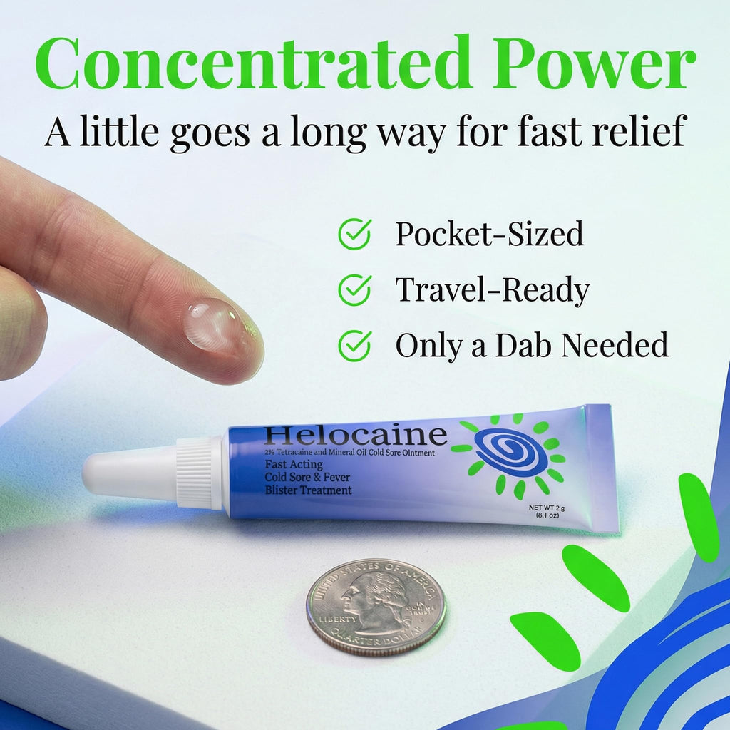 Helocaine lip and mouth topical treatment for immediate numbing action