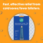 Topical docosanol ten percent antiviral ointment tube for rapid lip blister relief.