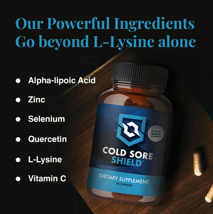 Cold Sore Shield L-Lysine and Zinc defense formula bottle top perspective