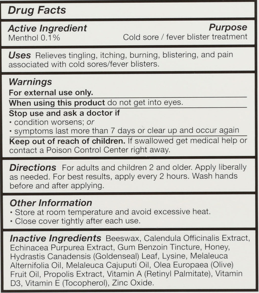 Back label of Quantum Lysine cream displaying product instructions and warnings