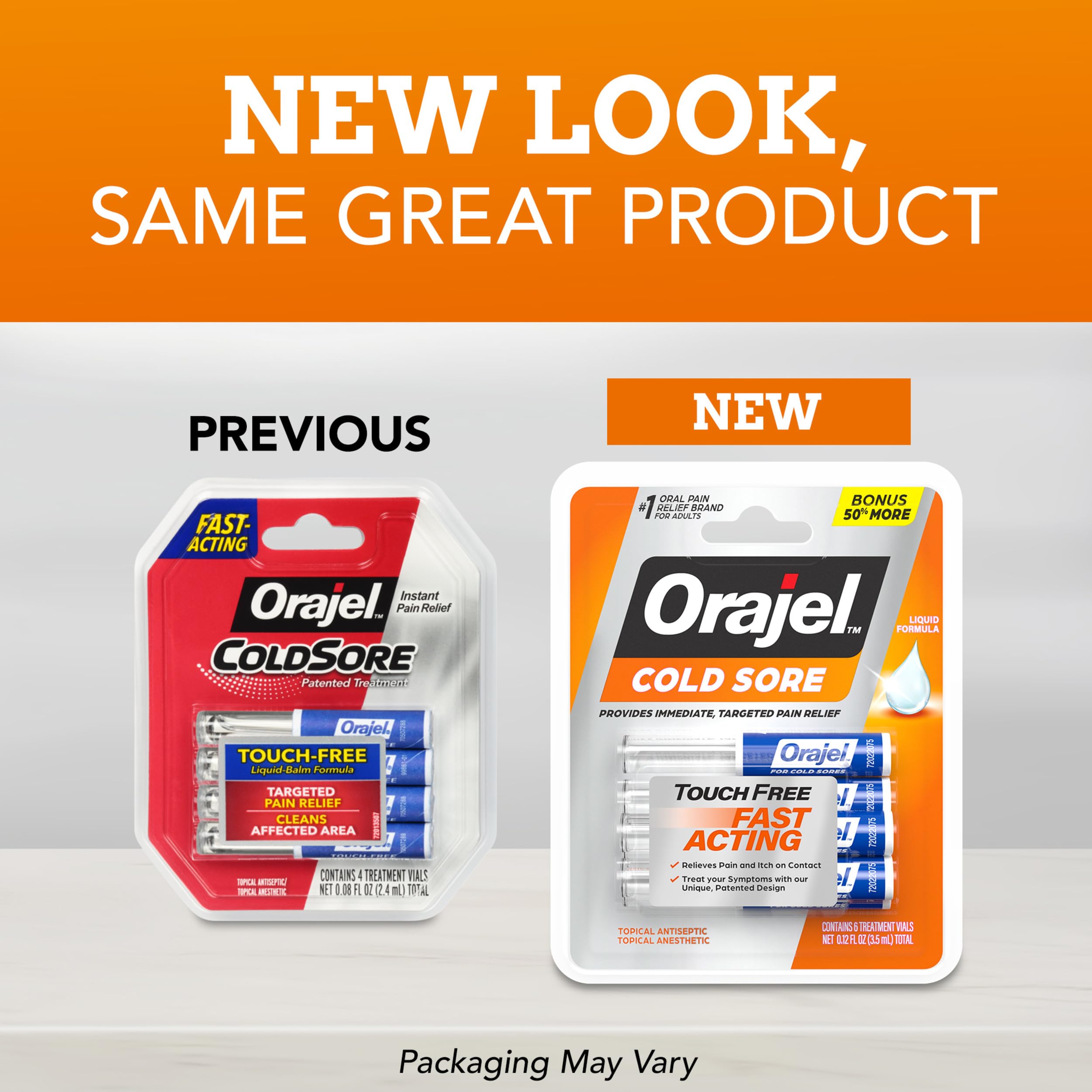 Orajel Cold Sore Liquid Formula package back showing drug facts and directions for use