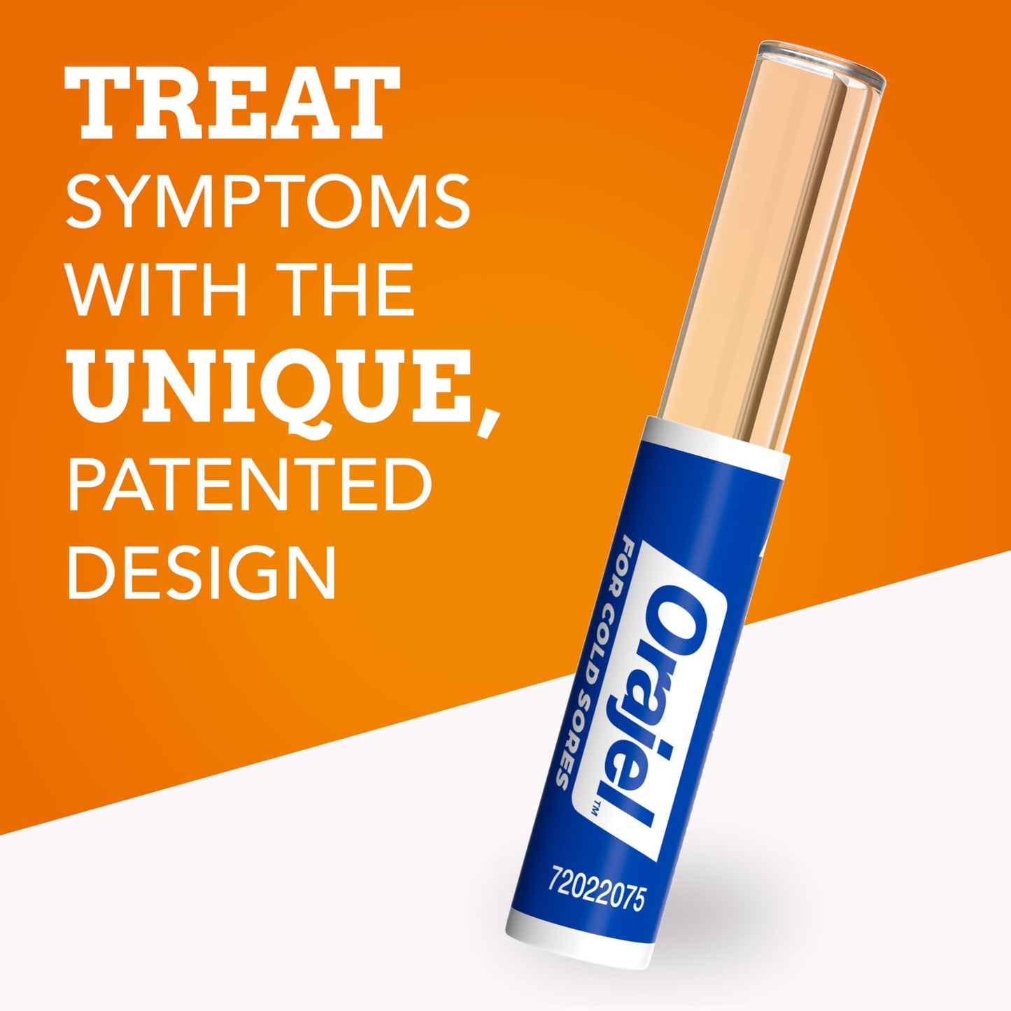 Detailed shot of the unique touch free applicator tip on the Orajel liquid vial