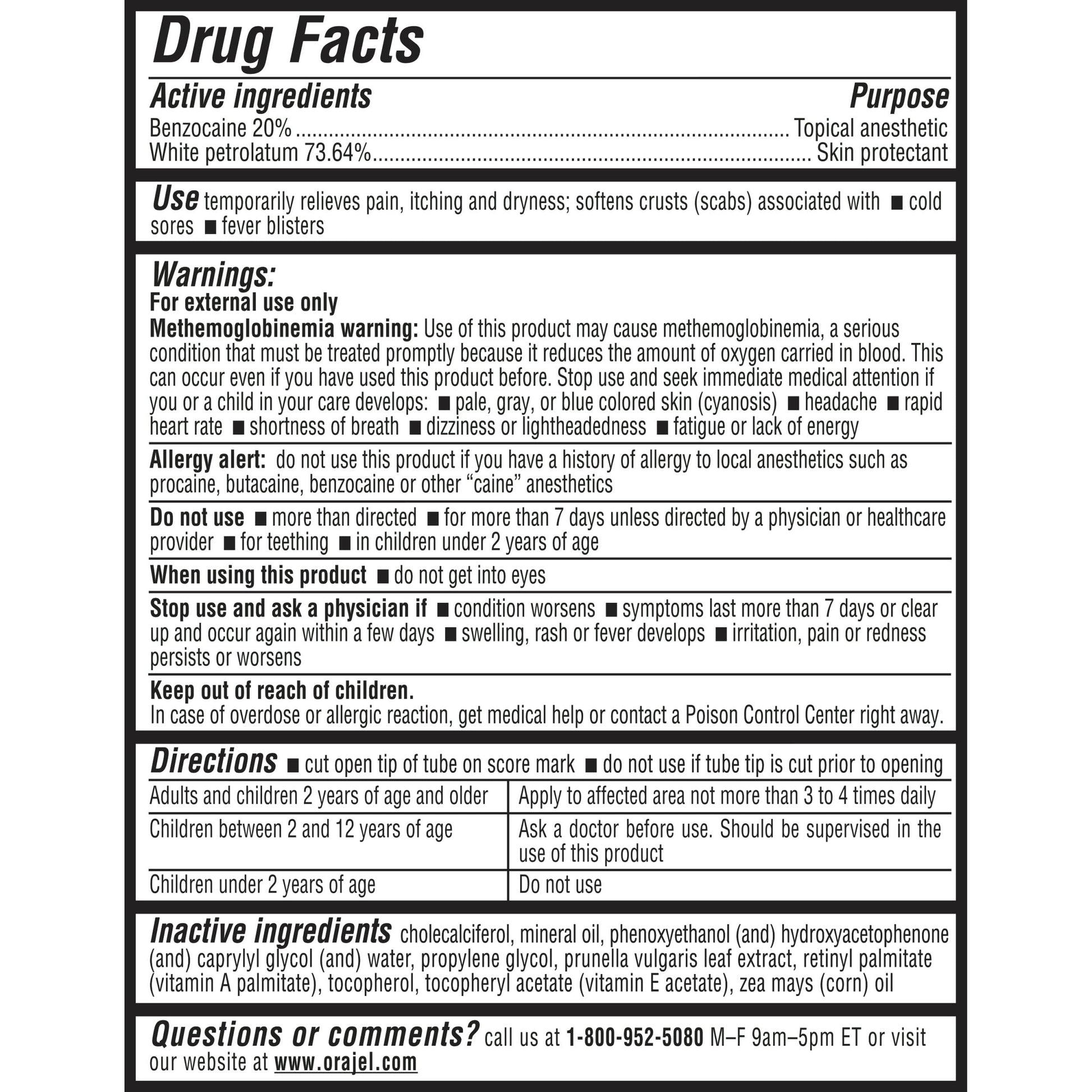 Orajel external oral pain reliever showing the patented single dose delivery system setup