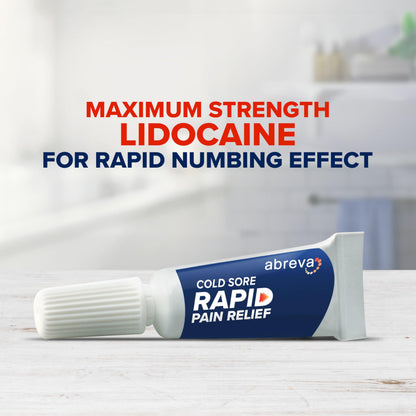 Abreva rapid pain relief cream packaging for targeted lip care