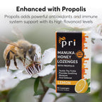 P.R.I. Manuka Honey Lozenges lemon menthol flavor detail