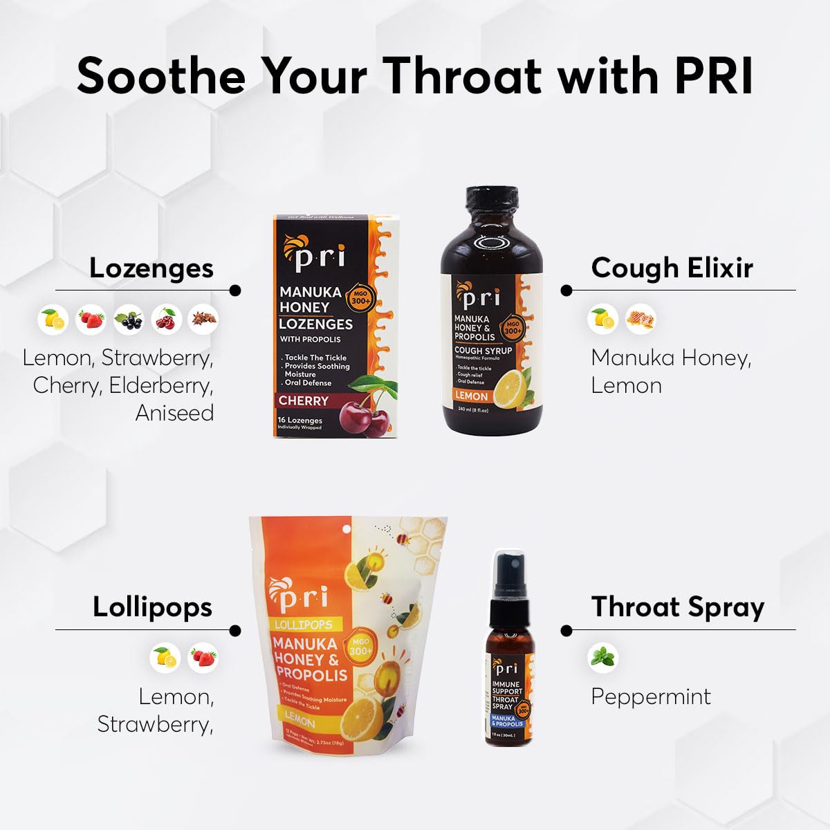 Lifestyle shot of P.R.I. Manuka Honey Lozenges for throat relief
