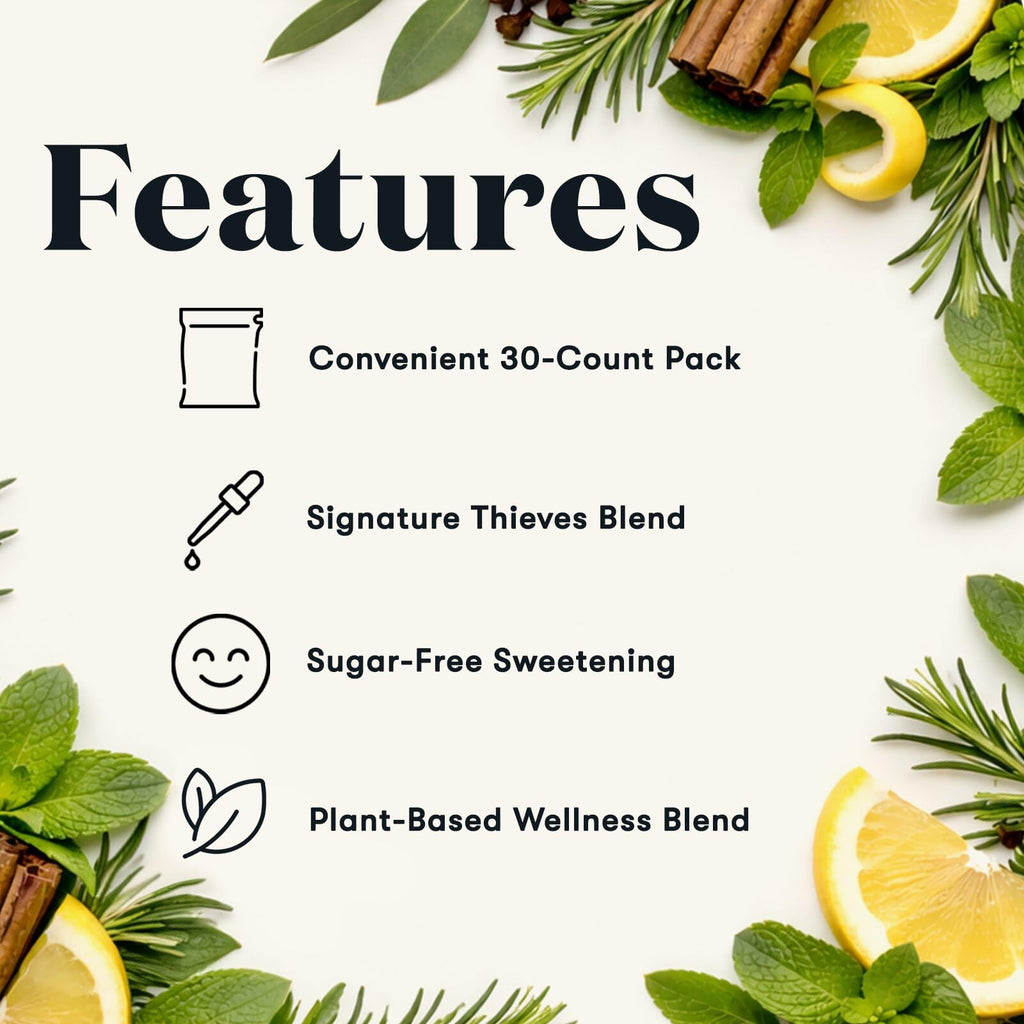 Young Living Thieves cough drops package back panel with usage instructions and safety warnings