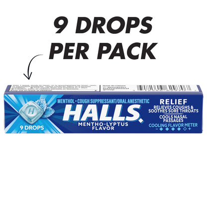 HALLS cough suppressant and oral anesthetic sticks showing ingredient information
