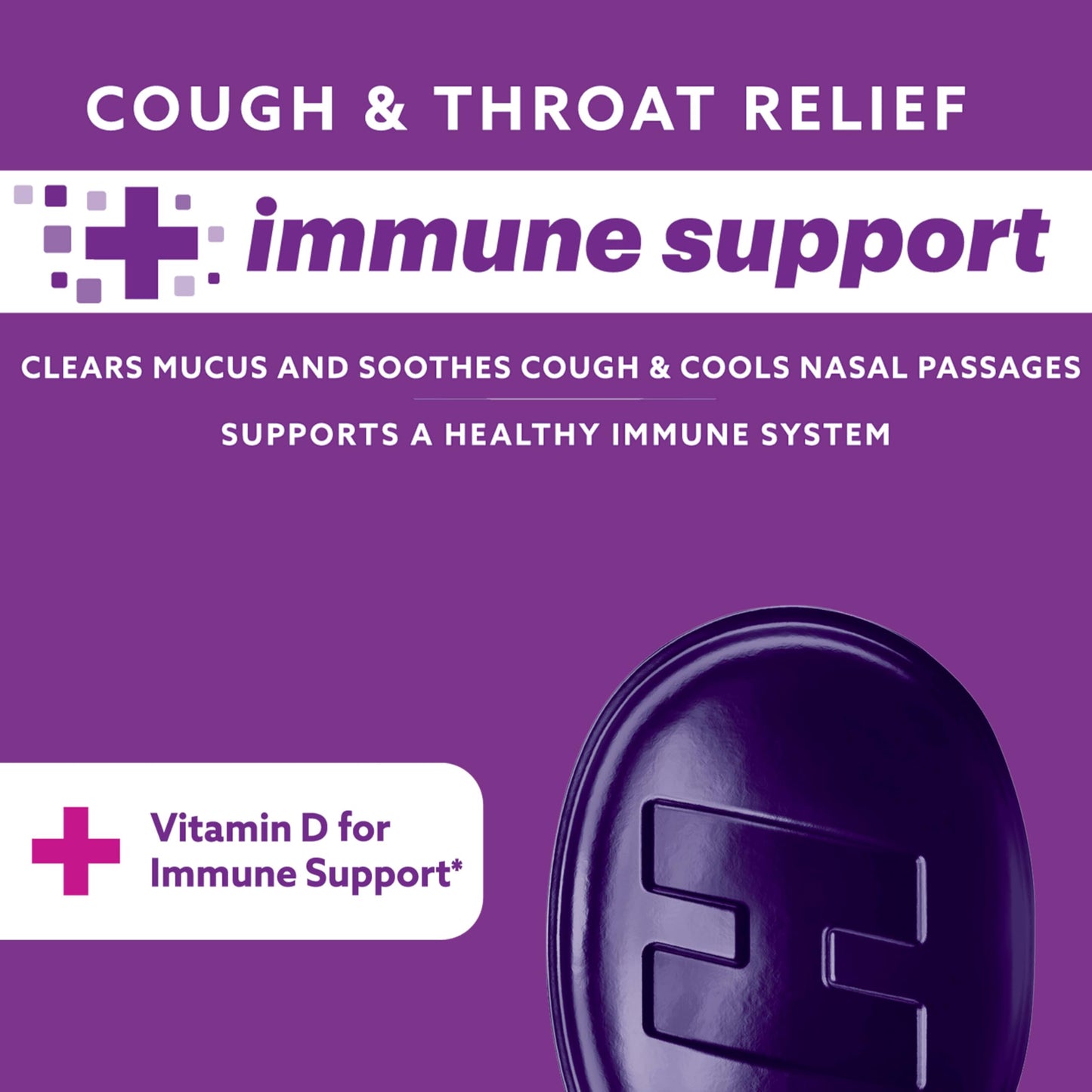 Authentic HALLS immune support elderberry flavor cough relief lozenges packaging close up