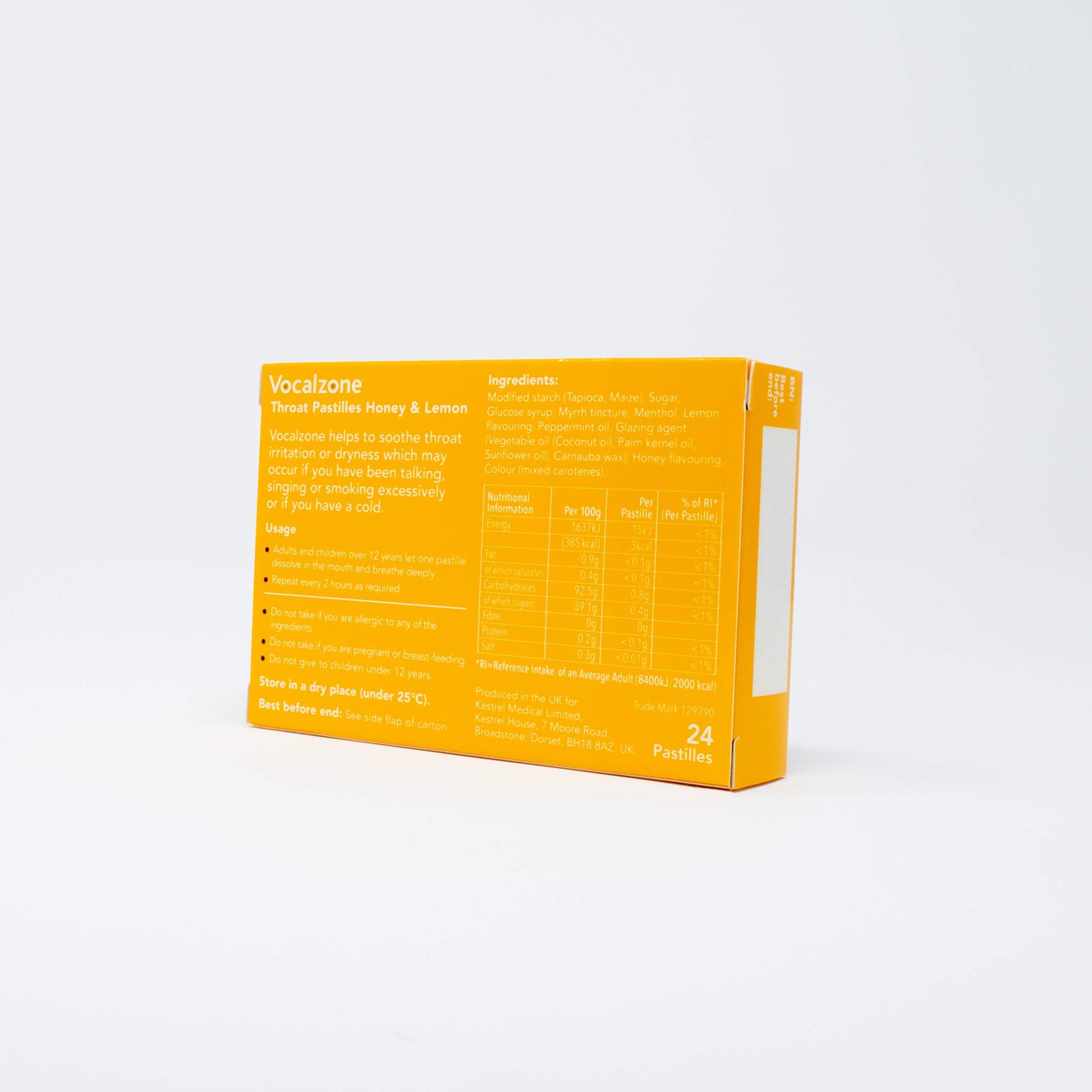 Vocalzone singing and public speaking throat relief pastilles description
