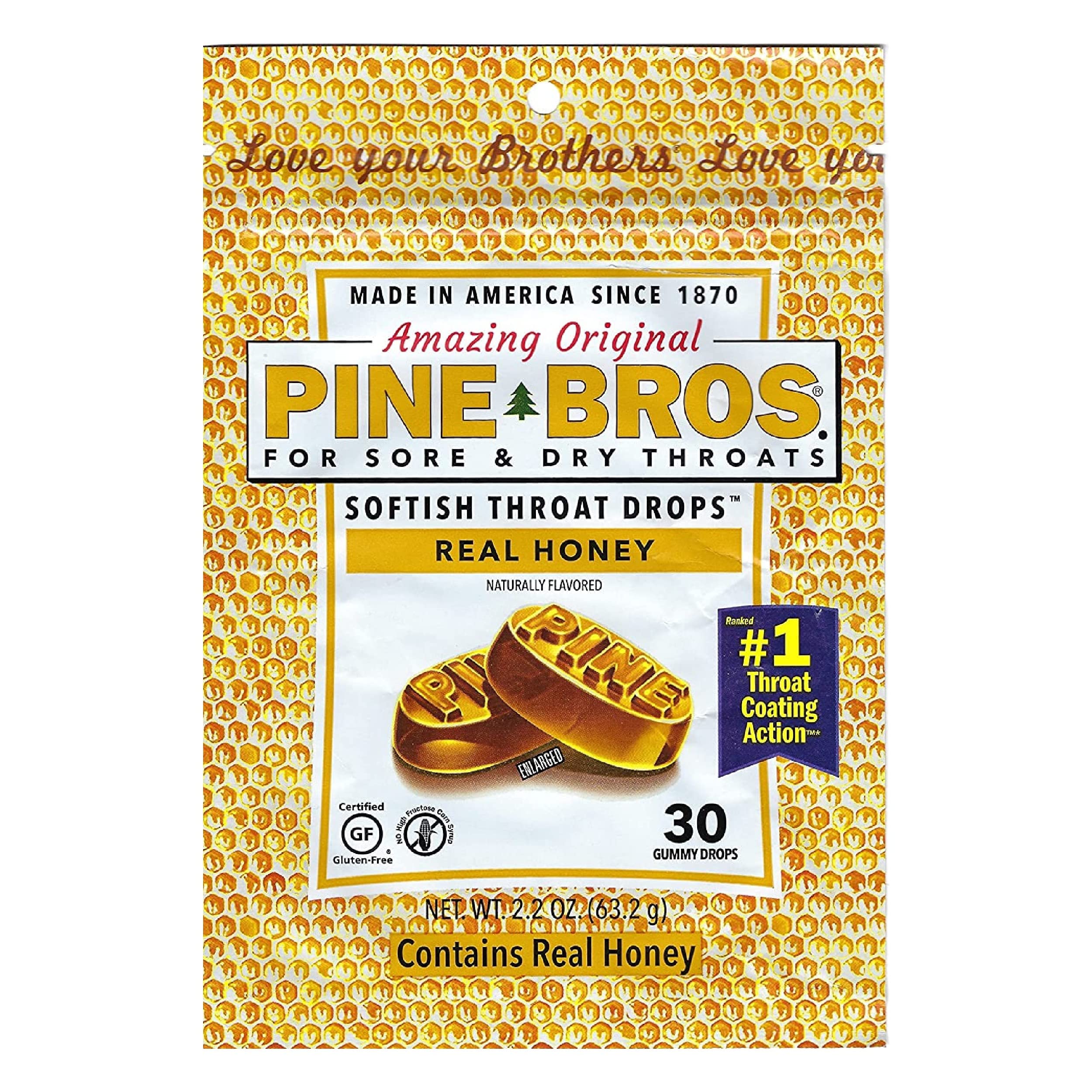 Pine Bros gummy throat lozenges authentic USA import packaging