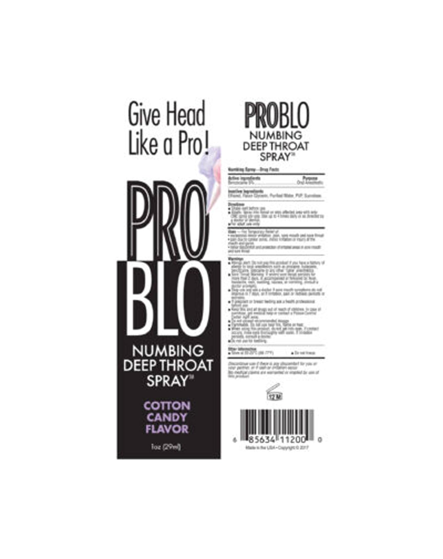 Little Genie ProBlo 1 Fluid Ounce Numbing Spray bottle packaging