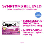 Side view of Cepacol mixed berry throat drops box displaying dosage instructions and warnings