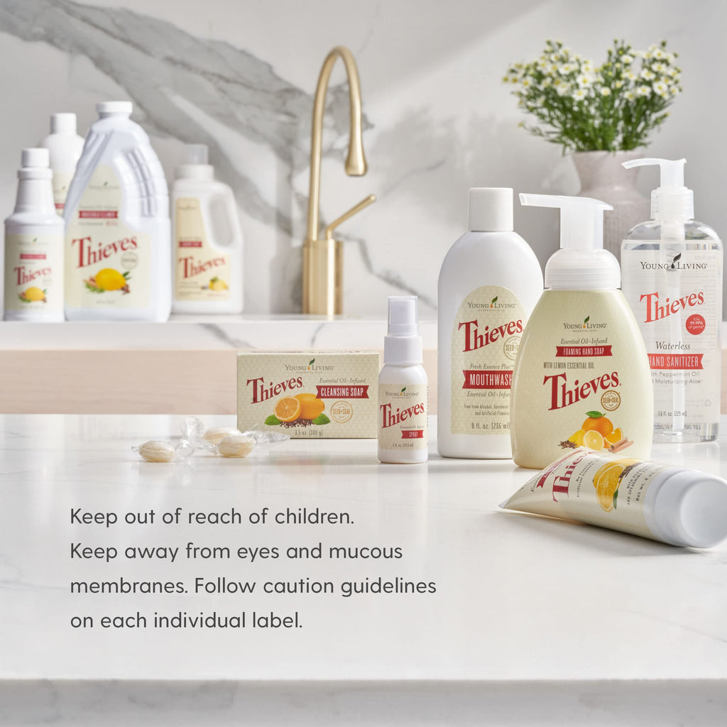Thieves herbal throat drops single lozenge display with premium botanical extracts