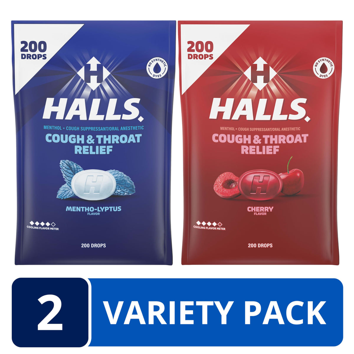 USA imported HALLS throat lozenges nutritional and ingredient label details