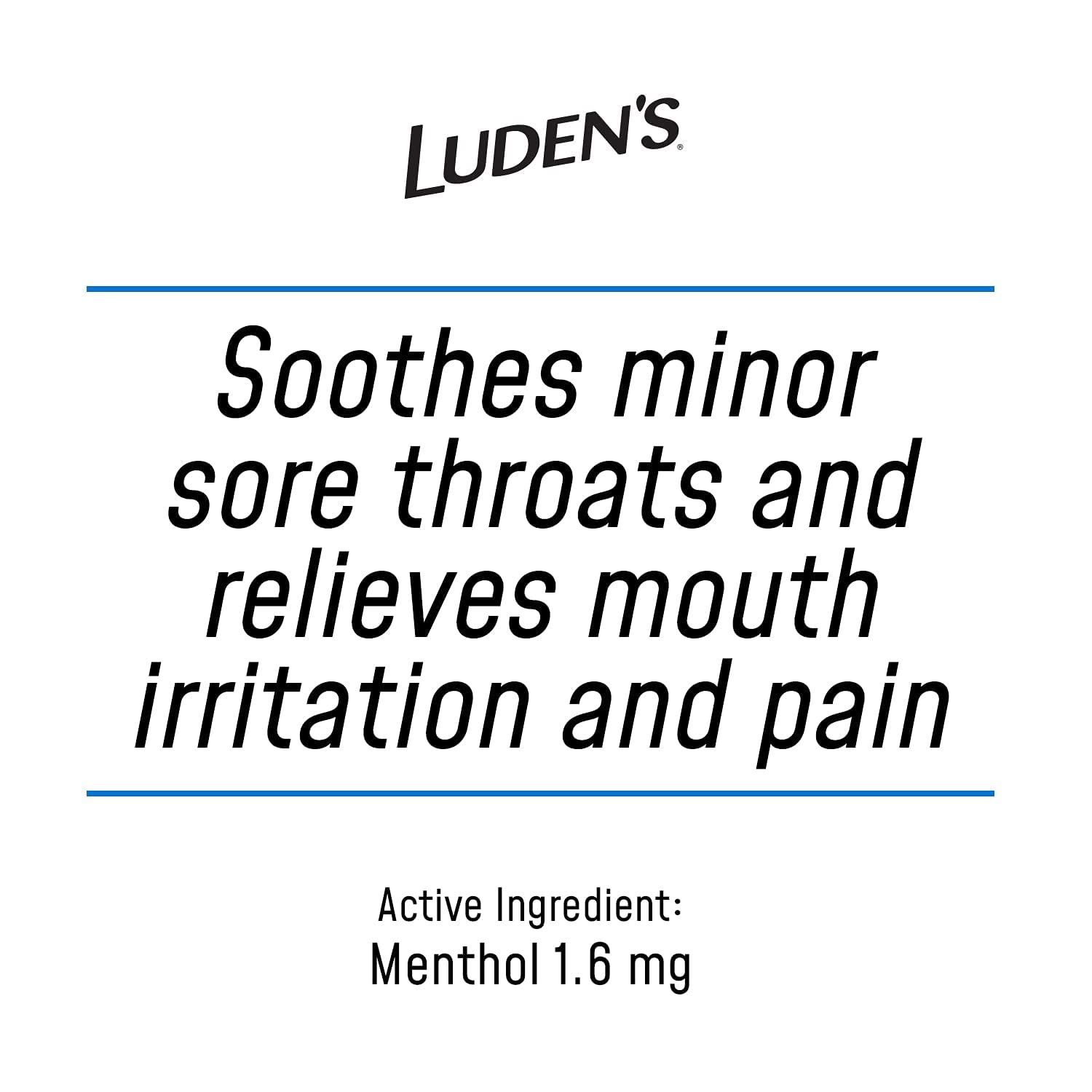 Back label of Luden's honey licorice bag showing official drug facts and menthol ingredients.