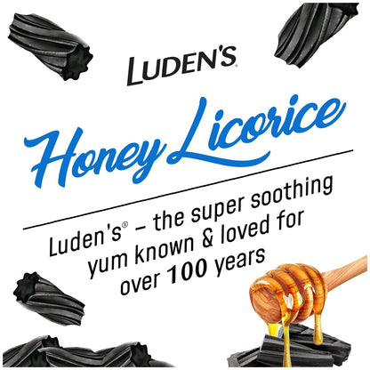 Individually wrapped Luden's throat drops outside the resealable packaging.