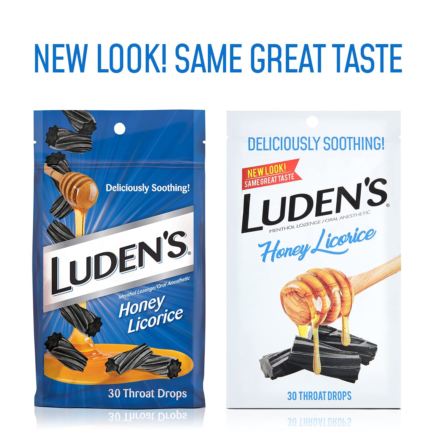 Luden's oral anesthetic lozenges highlighting the thirty count pack size.