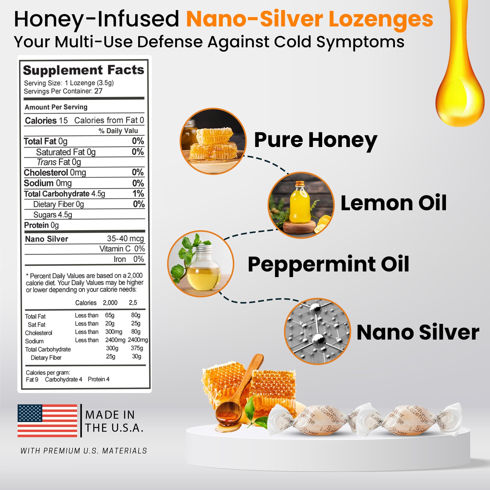 Optivida organic honey and lemon cough drops nutritional facts and ingredients list
