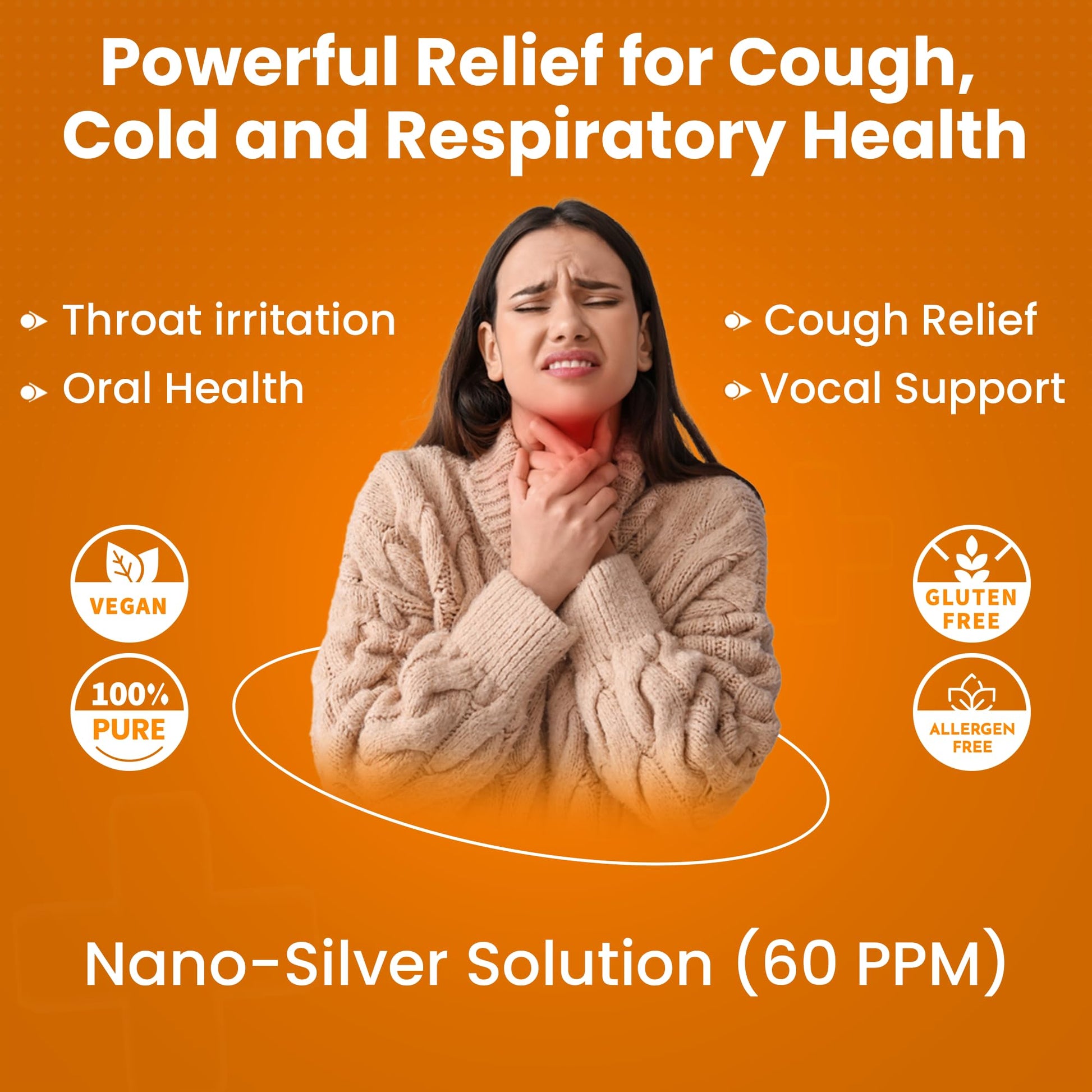Individually wrapped Optivida 60 PPM silver solution throat lozenges for on the go relief