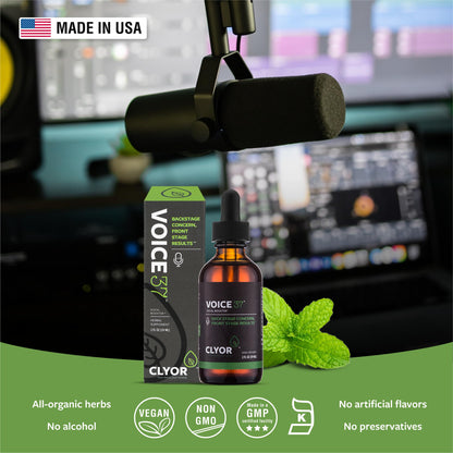 CLYOR Voice37 vocal remedy being prepared for use to remove mucus.
