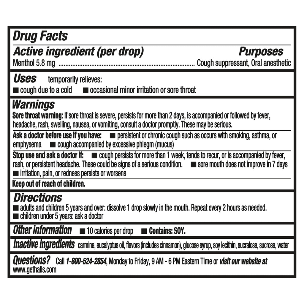 Halls Cherry flavor cough suppressant drops imported packaging