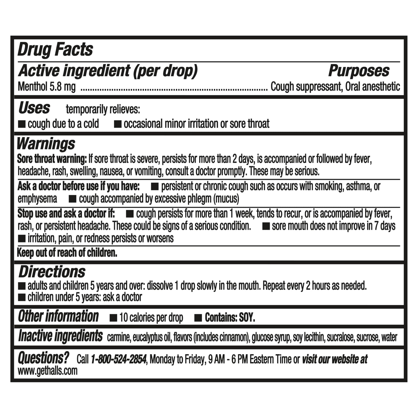 Halls Cherry flavor cough suppressant drops imported packaging