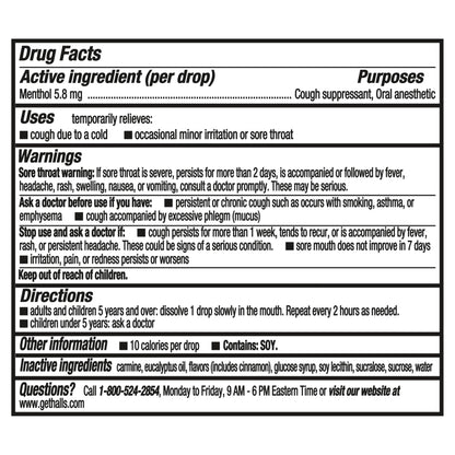 Halls Cherry flavor cough suppressant drops imported packaging