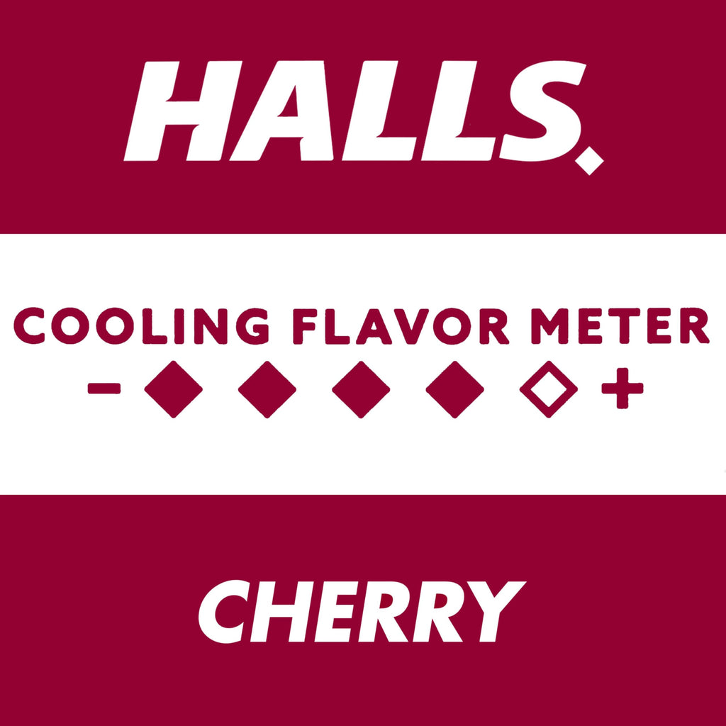 Authentic USA imported Halls cherry throat drops clear container view