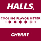 Authentic USA imported Halls cherry throat drops clear container view