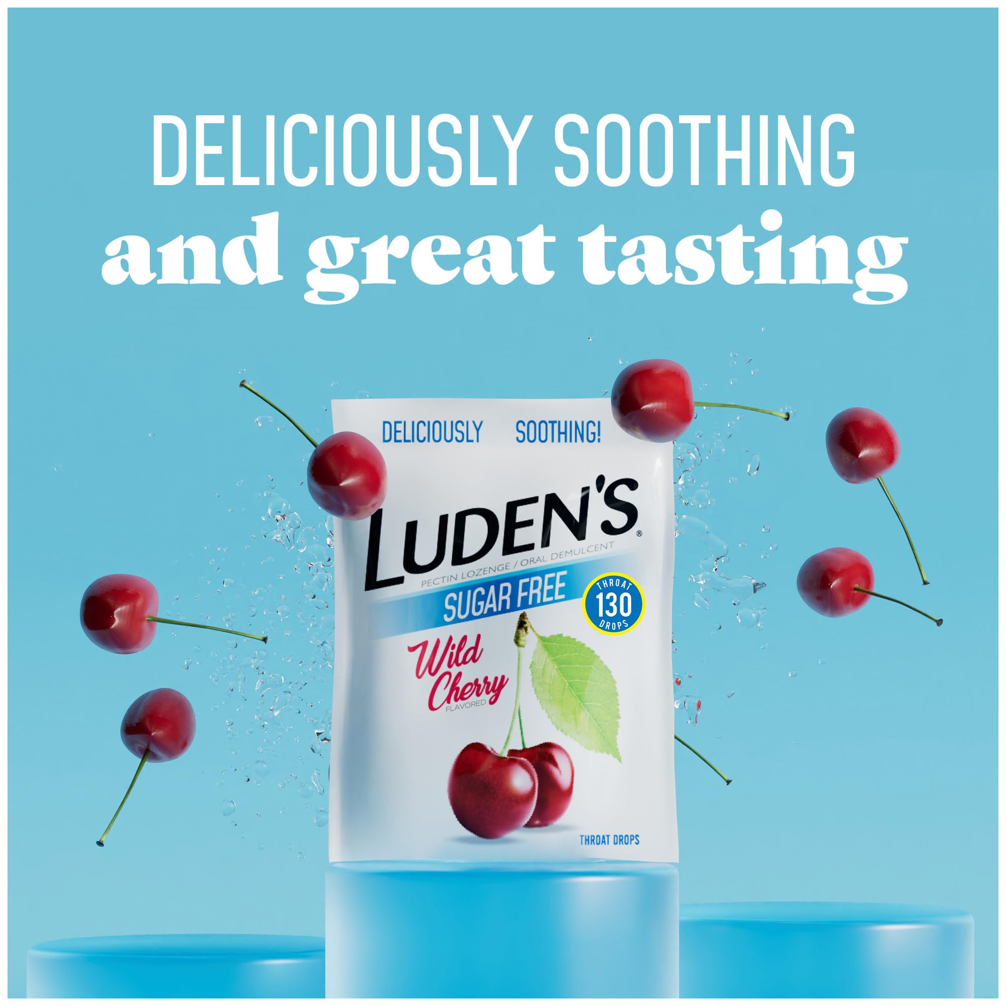 Close up of Luden's Wild Cherry lozenge packaging