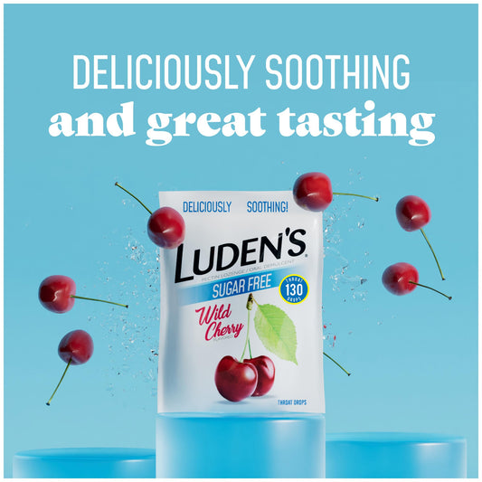 Close up of Luden's Wild Cherry lozenge packaging
